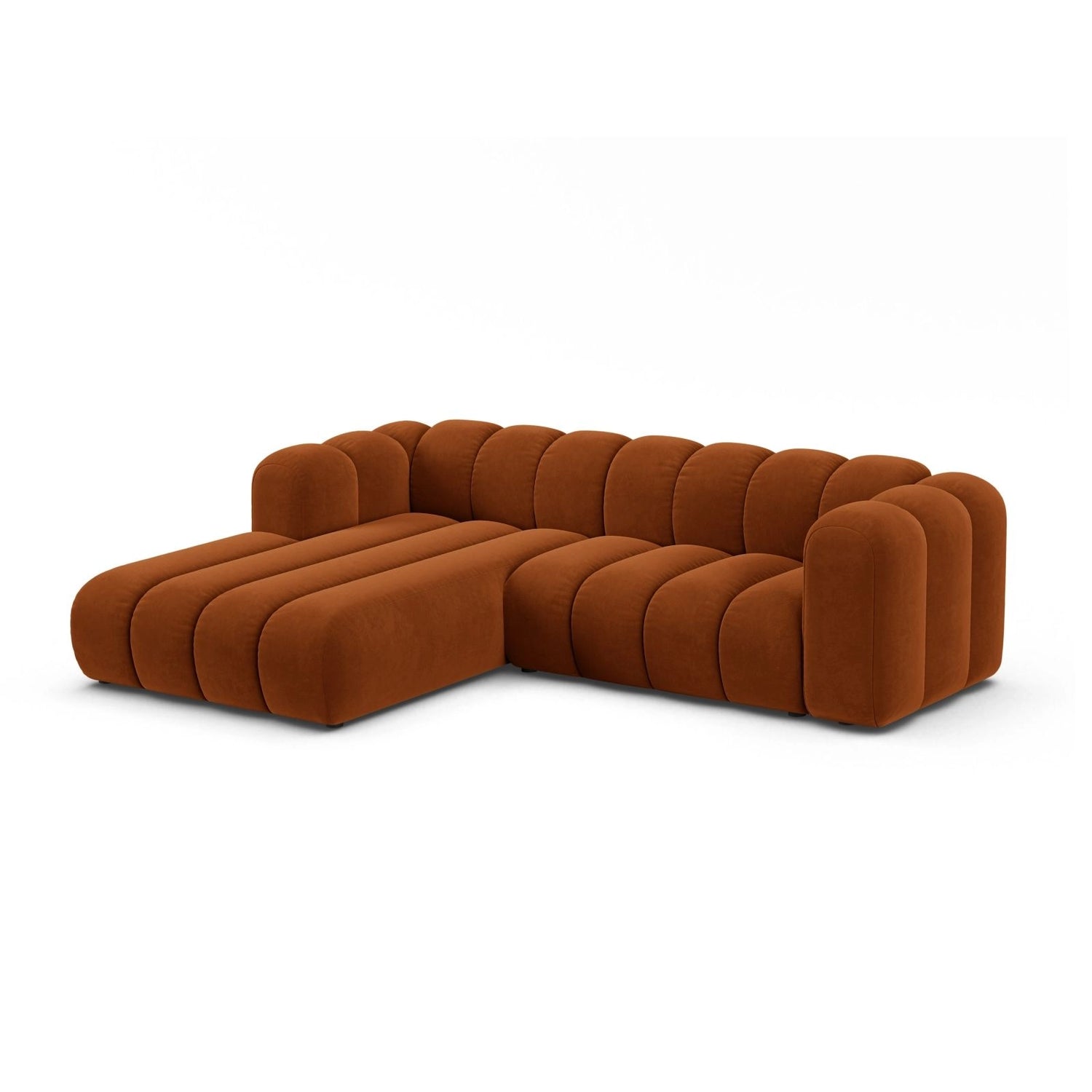 Lupine Modulares 4-Sitzer Ecksofa, Linke Seite, aus Samt in Terrakotta (Salvador 14), 260x177 cm von Micadoni – Bild 2