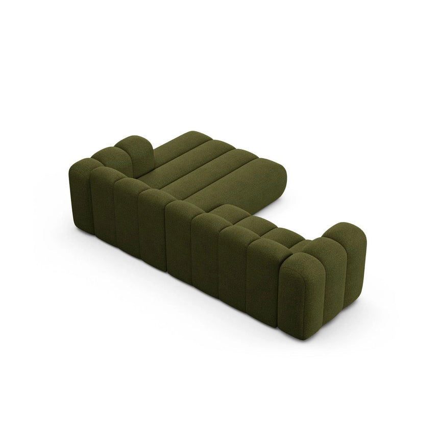 Lupine Modulares 4-Sitzer Ecksofa, Rechte Seite, aus Boucle in Dunkles olivgrün (Baloo 2090), 260x177 cm von Micadoni – Bild 4
