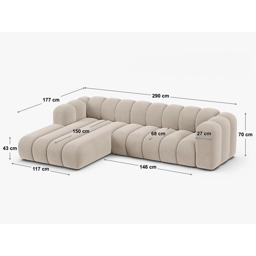 Lupine Modulares 4-Sitzer Ecksofa, Rechte Seite, aus Boucle in Hellgrau (Baloo 2085), 290x177 cm von Micadoni – Bild 2