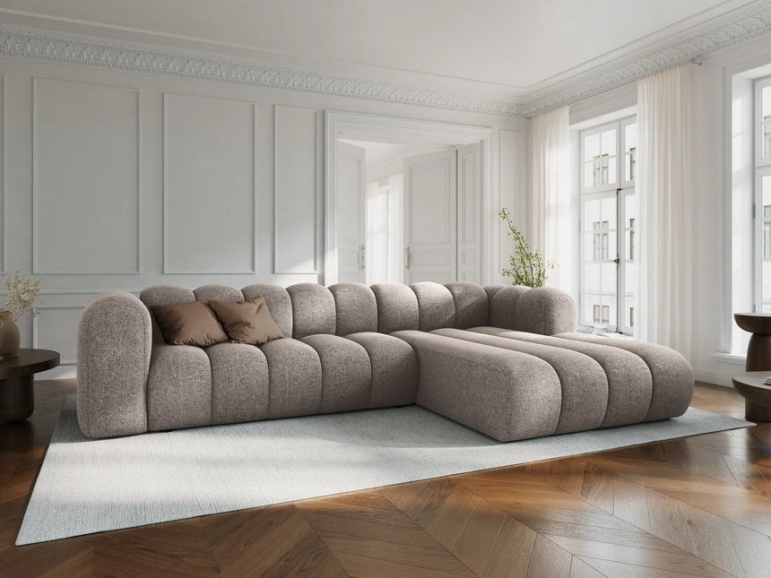 Lupine Modulares 4-Sitzer Ecksofa, Rechte Seite, aus Chenille in Dunkelbeige (Eden 4 Beige), 290x177 cm von Micadoni – Bild 2