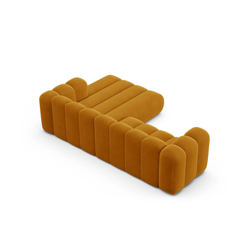 Lupine Modulares 4-Sitzer Ecksofa, Rechte Seite, aus Samt in Gelb (Salvador 10), 260x177 cm von Micadoni – Bild 4