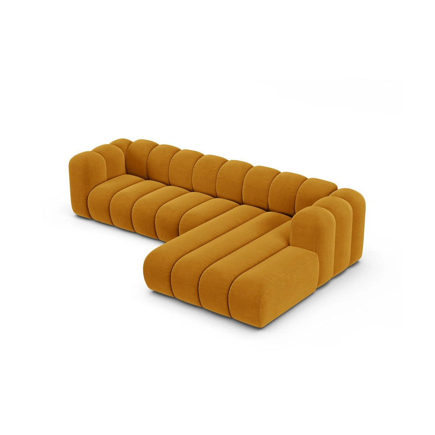 Lupine Modulares 4-Sitzer Ecksofa, Rechte Seite, aus Samt in Gelb (Salvador 10), 290x177 cm von Micadoni – Bild 4