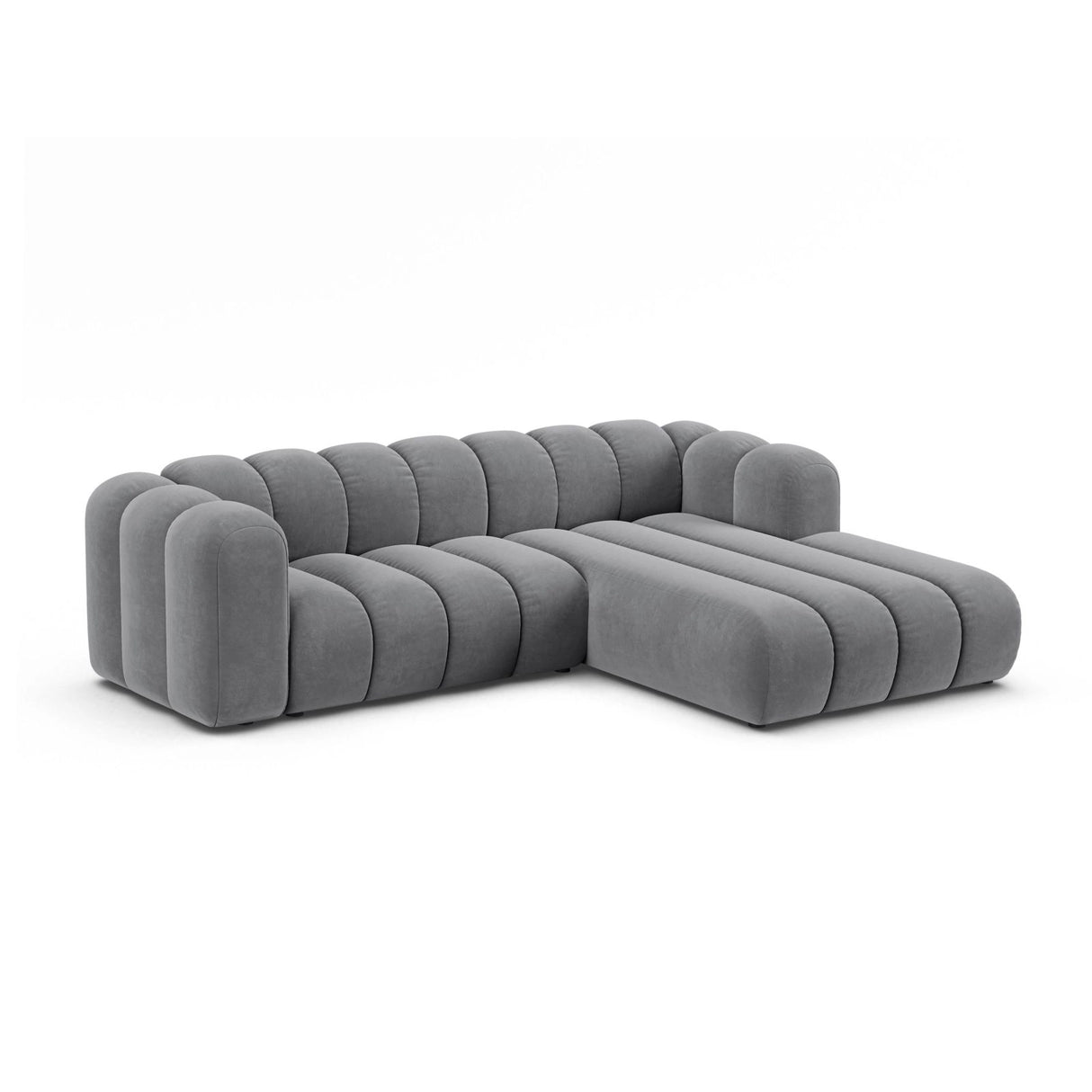 Lupine Modulares 4-Sitzer Ecksofa, Rechte Seite, aus Samt in Grau (Salvador 17), 260x177 cm von Micadoni – Bild 2