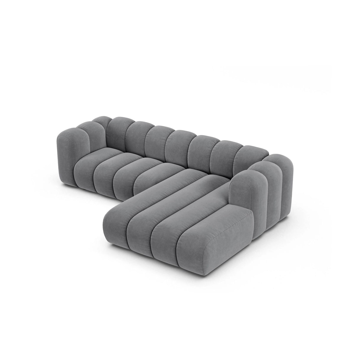 Lupine Modulares 4-Sitzer Ecksofa, Rechte Seite, aus Samt in Grau (Salvador 17), 260x177 cm von Micadoni – Bild 3