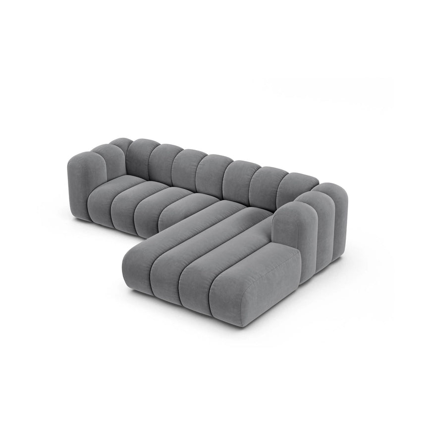 Lupine Modulares 4-Sitzer Ecksofa, Rechte Seite, aus Samt in Grau (Salvador 17), 260x177 cm von Micadoni – Bild 3