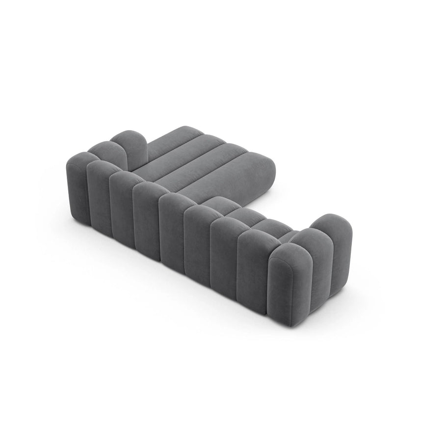 Lupine Modulares 4-Sitzer Ecksofa, Rechte Seite, aus Samt in Grau (Salvador 17), 260x177 cm von Micadoni – Bild 4