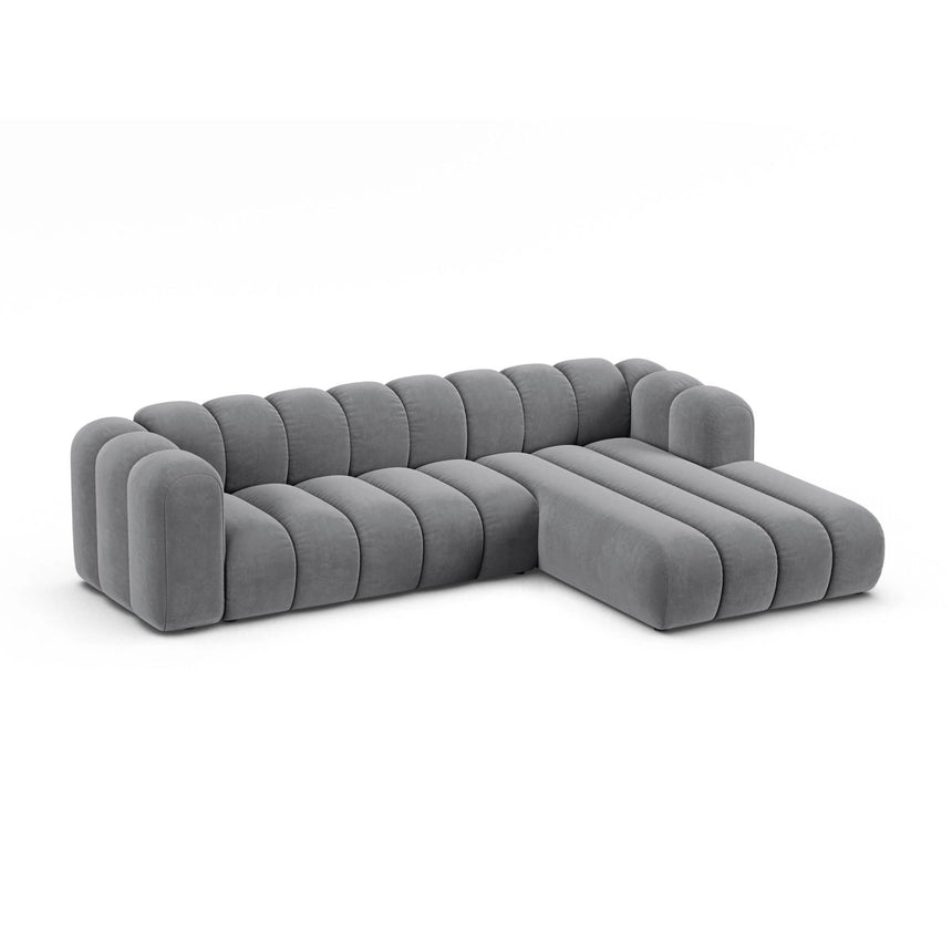 Lupine Modulares 4-Sitzer Ecksofa, Rechte Seite, aus Samt in Grau (Salvador 17), 290x177 cm von Micadoni – Bild 3