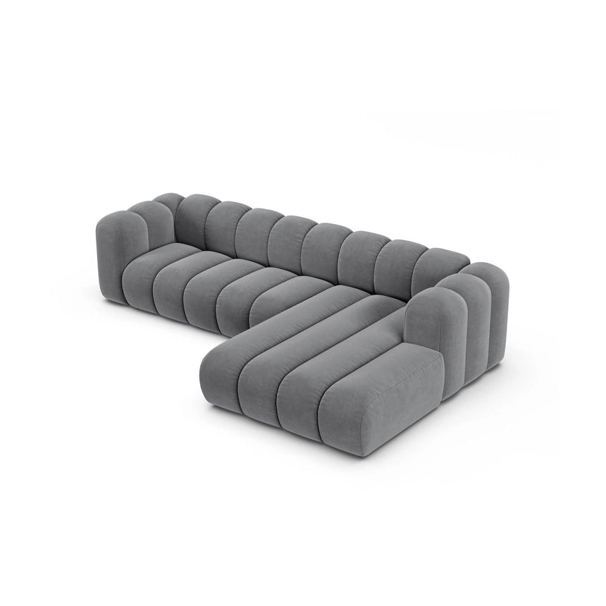 Lupine Modulares 4-Sitzer Ecksofa, Rechte Seite, aus Samt in Grau (Salvador 17), 290x177 cm von Micadoni – Bild 4