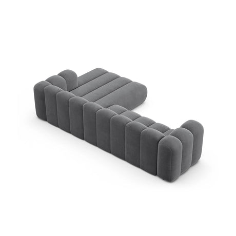 Lupine Modulares 4-Sitzer Ecksofa, Rechte Seite, aus Samt in Grau (Salvador 17), 290x177 cm von Micadoni – Bild 5