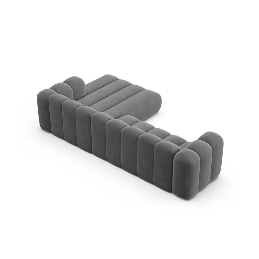 Lupine Modulares 4-Sitzer Ecksofa, Rechte Seite, aus Samt in Grau (Salvador 17), 290x177 cm von Micadoni – Bild 5