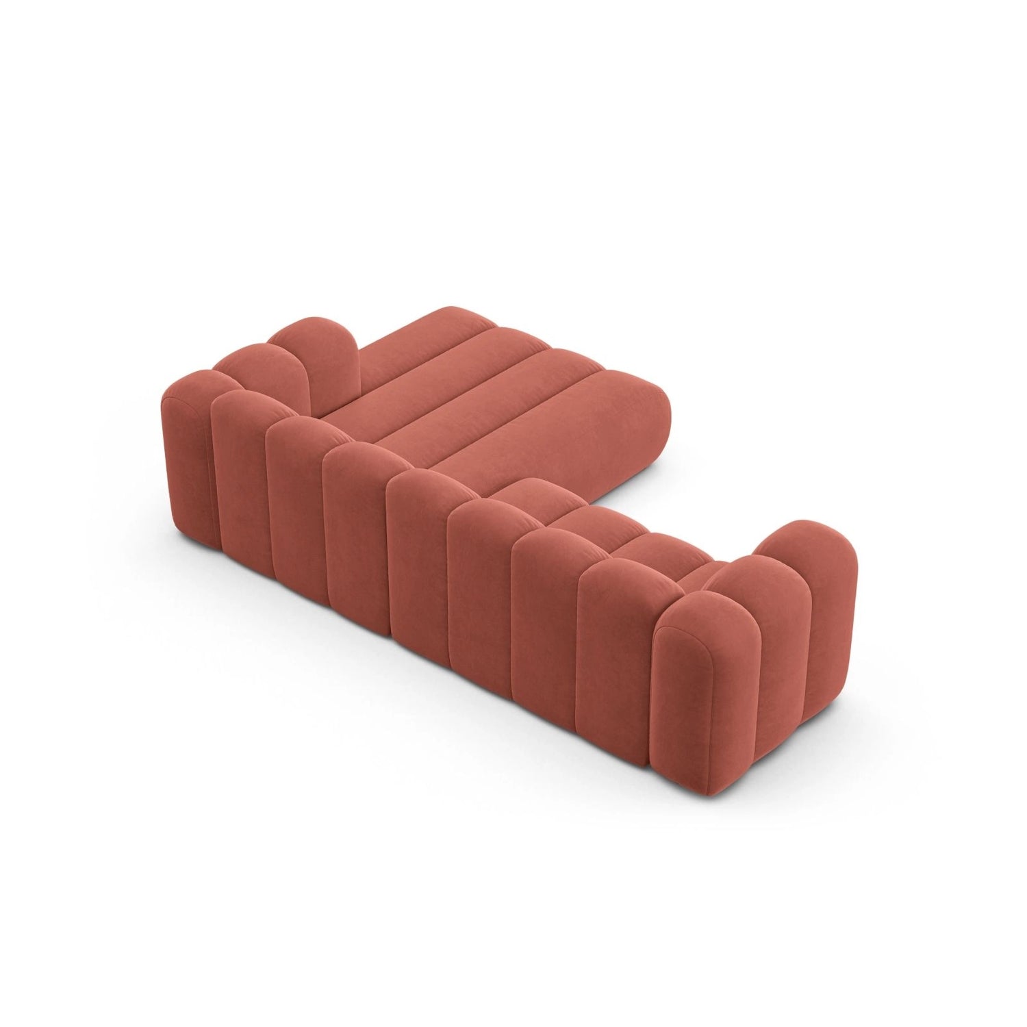 Lupine Modulares 4-Sitzer Ecksofa, Rechte Seite, aus Samt in Koralle (Salvador 12), 260x177 cm von Micadoni – Bild 4