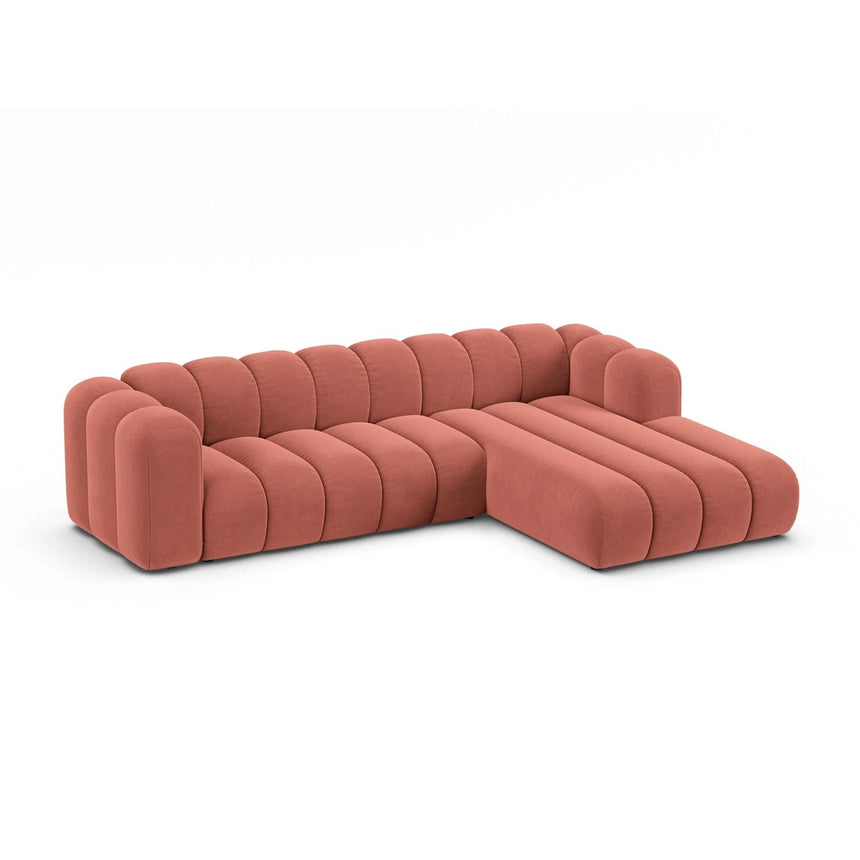 Lupine Modulares 4-Sitzer Ecksofa, Rechte Seite, aus Samt in Koralle (Salvador 12), 290x177 cm von Micadoni – Bild 3