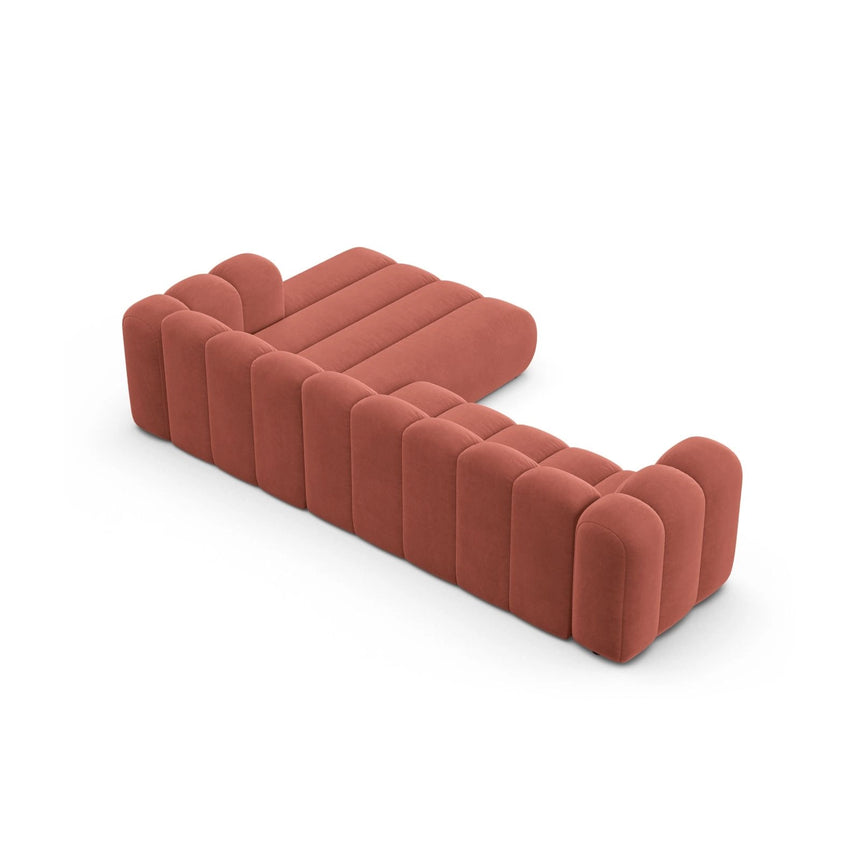 Lupine Modulares 4-Sitzer Ecksofa, Rechte Seite, aus Samt in Koralle (Salvador 12), 290x177 cm von Micadoni – Bild 5