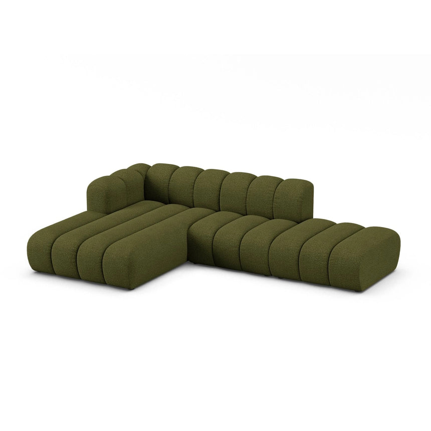 Lupine Modulares 5-Sitzer Ecksofa, Linke Seite, aus Boucle in Dunkles olivgrün (Baloo 2090), 299x177 cm von Micadoni – Bild 3