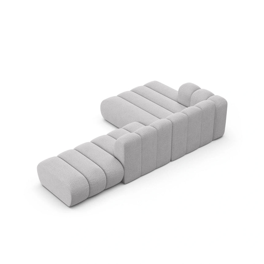 Lupine Modulares 5-Sitzer Ecksofa, Linke Seite, aus Boucle in Hellgrau (Baloo 2085), 299x177 cm von Micadoni – Bild 5