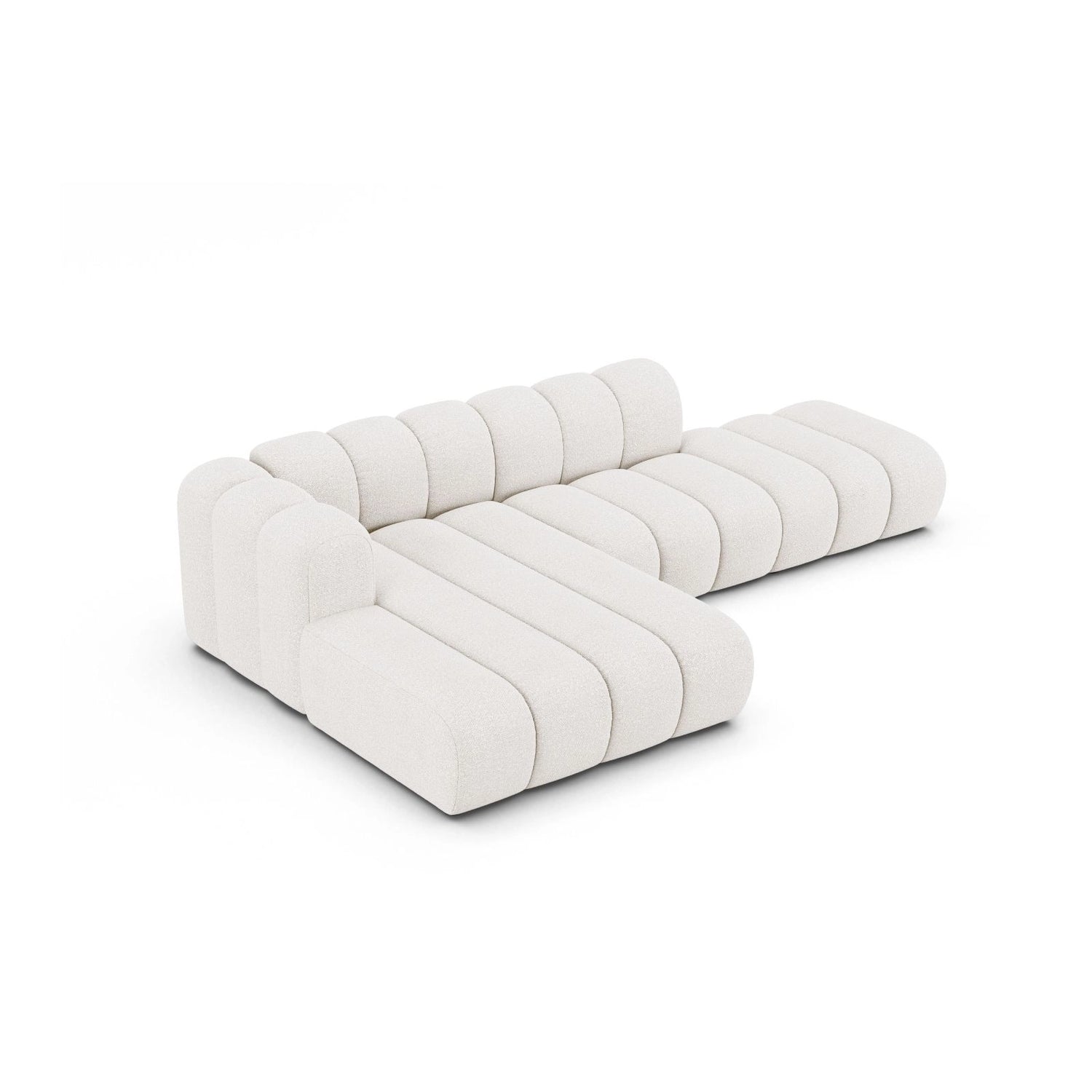 Lupine Modulares 5-Sitzer Ecksofa, Linke Seite, aus Boucle in Weiß (Baloo 2073), 299x177 cm von Micadoni – Bild 4