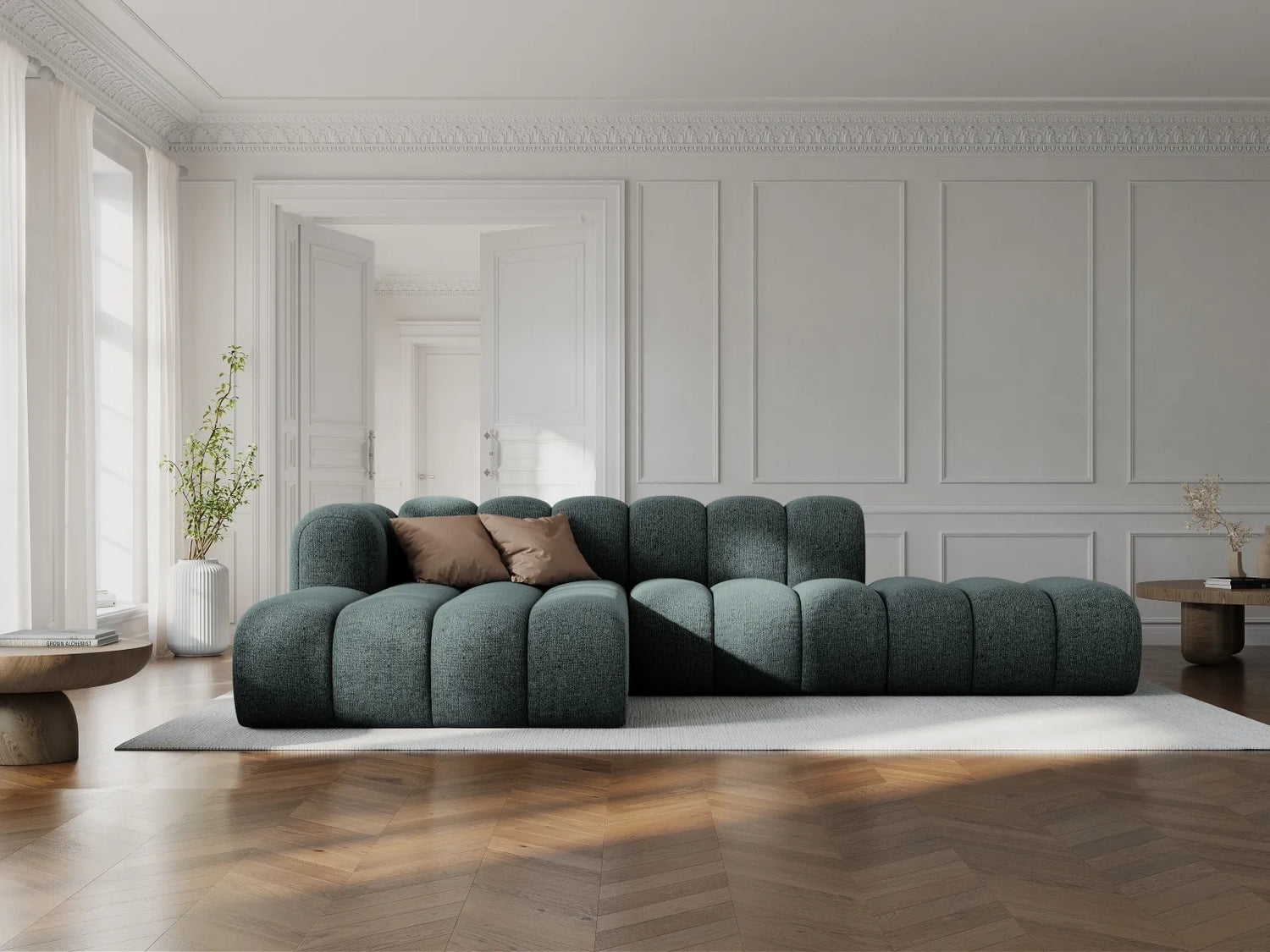 Lupine Modulares 5-Sitzer Ecksofa, Linke Seite, aus Chenille in Hellgrau (Eden 18 Grey), 299x177 cm von Micadoni – Bild 2
