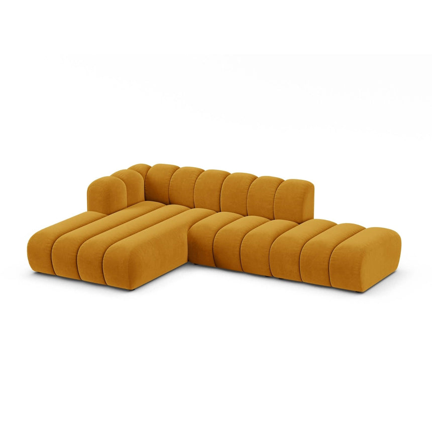 Lupine Modulares 5-Sitzer Ecksofa, Linke Seite, aus Samt in Gelb (Salvador 10), 299x177 cm von Micadoni – Bild 3