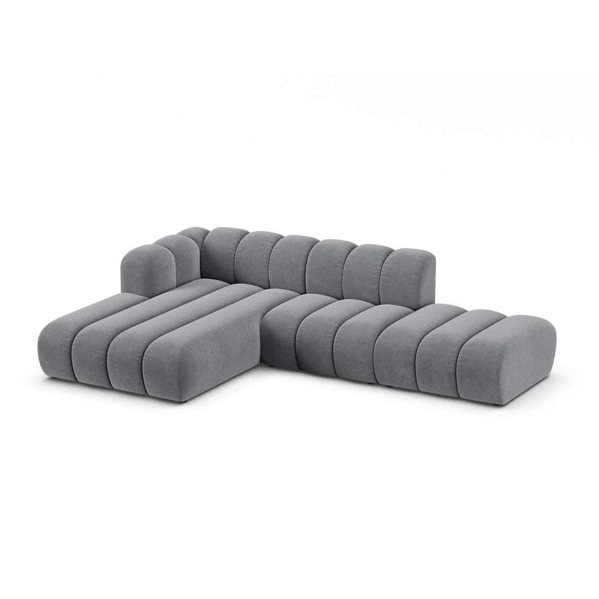 Lupine Modulares 5-Sitzer Ecksofa, Linke Seite, aus Samt in Grau (Salvador 17), 299x177 cm von Micadoni – Bild 3
