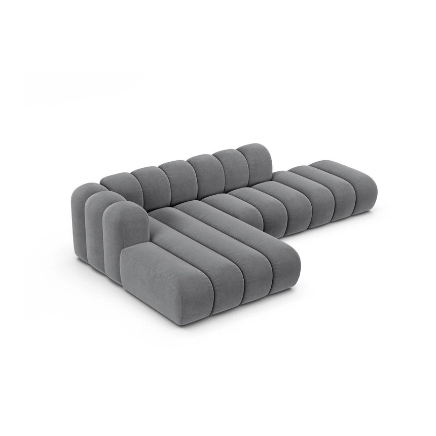 Lupine Modulares 5-Sitzer Ecksofa, Linke Seite, aus Samt in Grau (Salvador 17), 299x177 cm von Micadoni – Bild 4