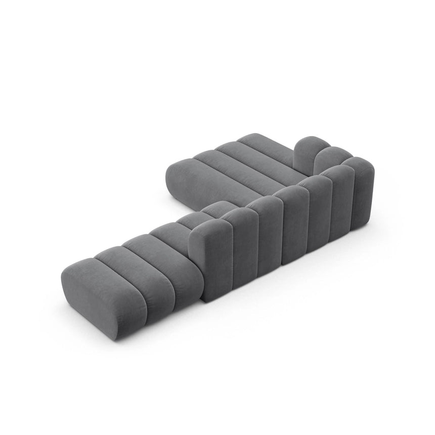 Lupine Modulares 5-Sitzer Ecksofa, Linke Seite, aus Samt in Grau (Salvador 17), 299x177 cm von Micadoni – Bild 5