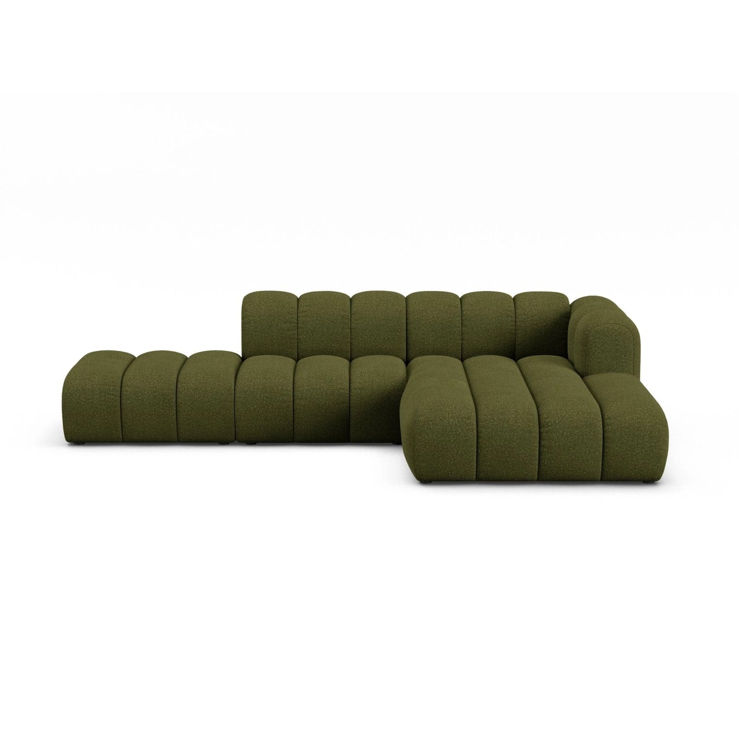Lupine Modulares 5-Sitzer Ecksofa, Rechte Seite, aus Boucle in Dunkles olivgrün (Baloo 2090), 299x177 cm von Micadoni – Bild 1
