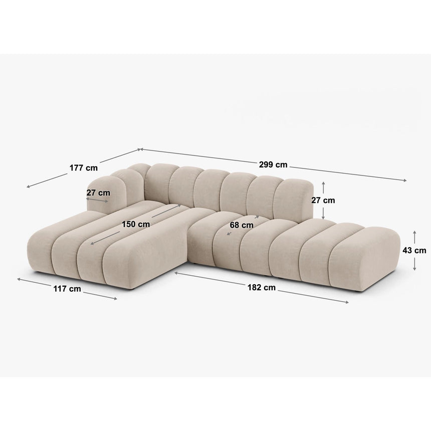 Lupine Modulares 5-Sitzer Ecksofa, Rechte Seite, aus Chenille in Dunkelgrau (Eden 20 Graphite), 299x177 cm von Micadoni – Bild 3