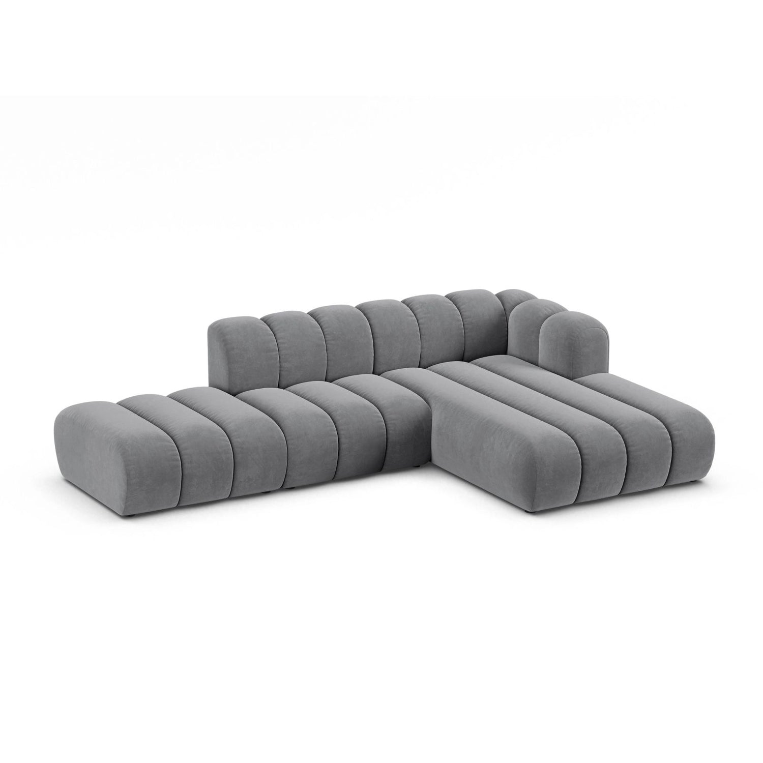 Lupine Modulares 5-Sitzer Ecksofa, Rechte Seite, aus Samt in Grau (Salvador 17), 299x177 cm von Micadoni – Bild 3