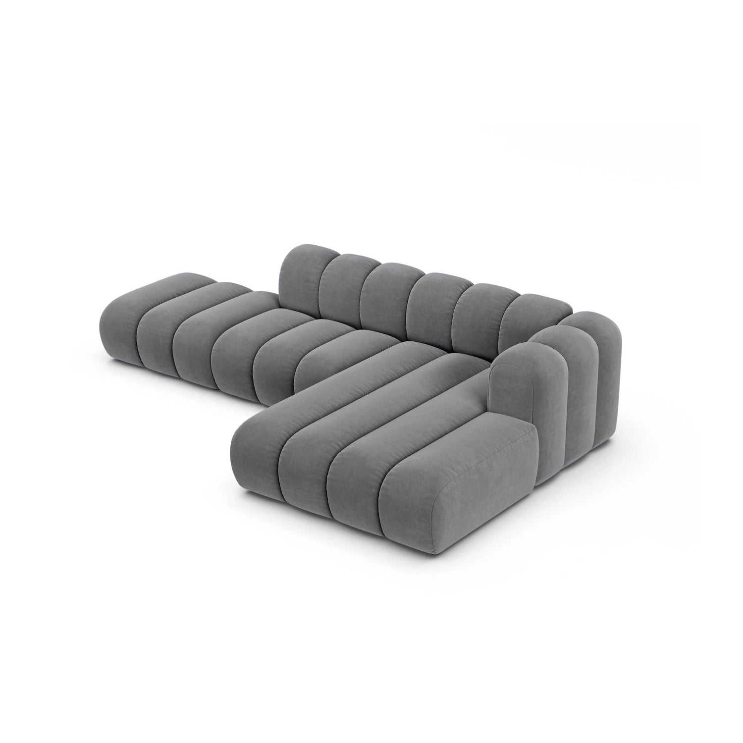 Lupine Modulares 5-Sitzer Ecksofa, Rechte Seite, aus Samt in Grau (Salvador 17), 299x177 cm von Micadoni – Bild 4