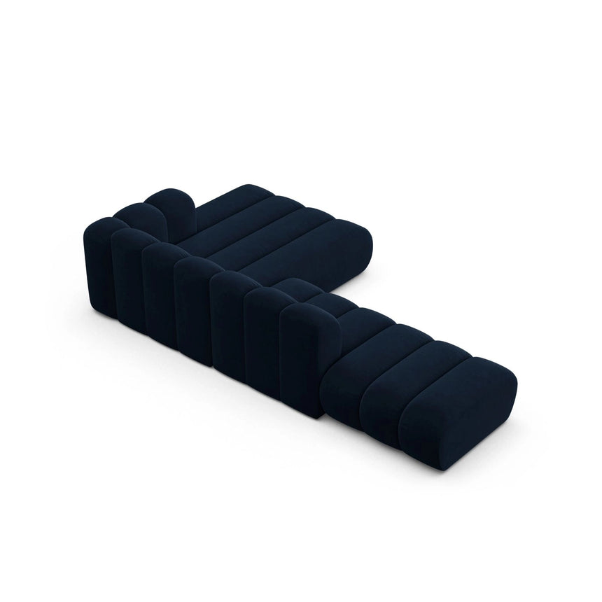 Lupine Modulares 5-Sitzer Ecksofa, Rechte Seite, aus Samt in Königsblau (Salvador 5), 299x177 cm von Micadoni – Bild 5