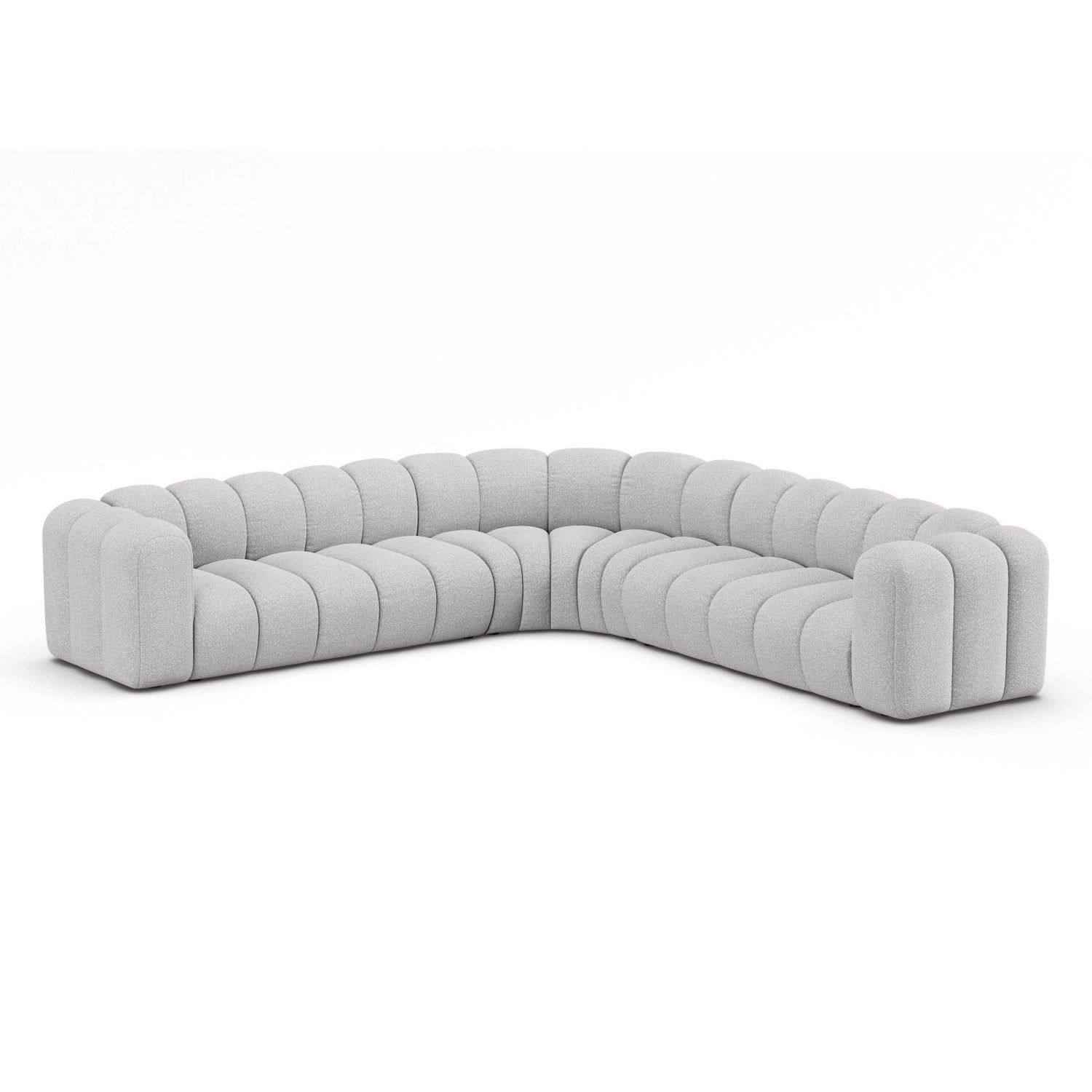 Lupine Modulares 5-Sitzer Ecksofa, Symmetrisch, aus Boucle in Hellgrau (Baloo 2085), 309x309 cm von Micadoni – Bild 3