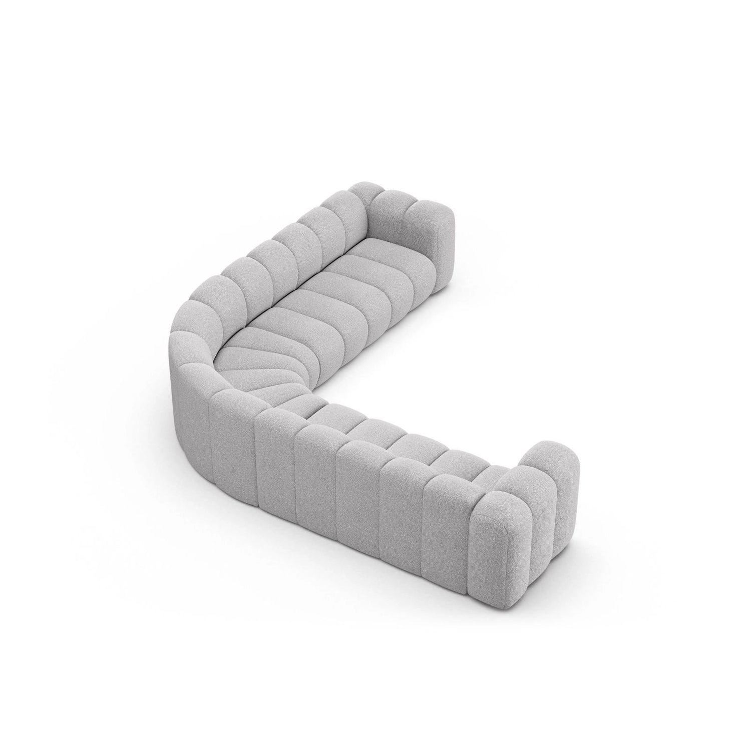 Lupine Modulares 5-Sitzer Ecksofa, Symmetrisch, aus Boucle in Hellgrau (Baloo 2085), 309x309 cm von Micadoni – Bild 4
