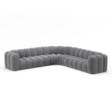 Lupine Modulares 5-Sitzer Ecksofa, Symmetrisch, aus Samt in Grau (Salvador 17), 309x309 cm von Micadoni – Bild 3