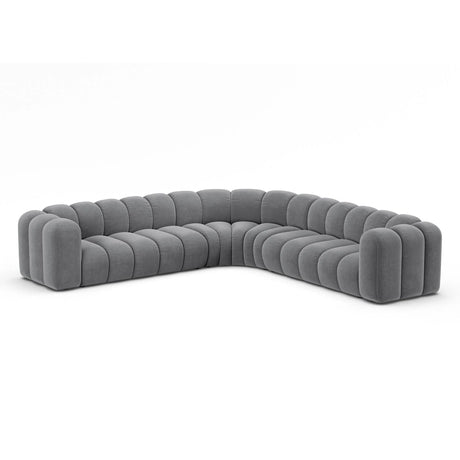 Lupine Modulares 5-Sitzer Ecksofa, Symmetrisch, aus Samt in Grau (Salvador 17), 309x309 cm von Micadoni – Bild 3