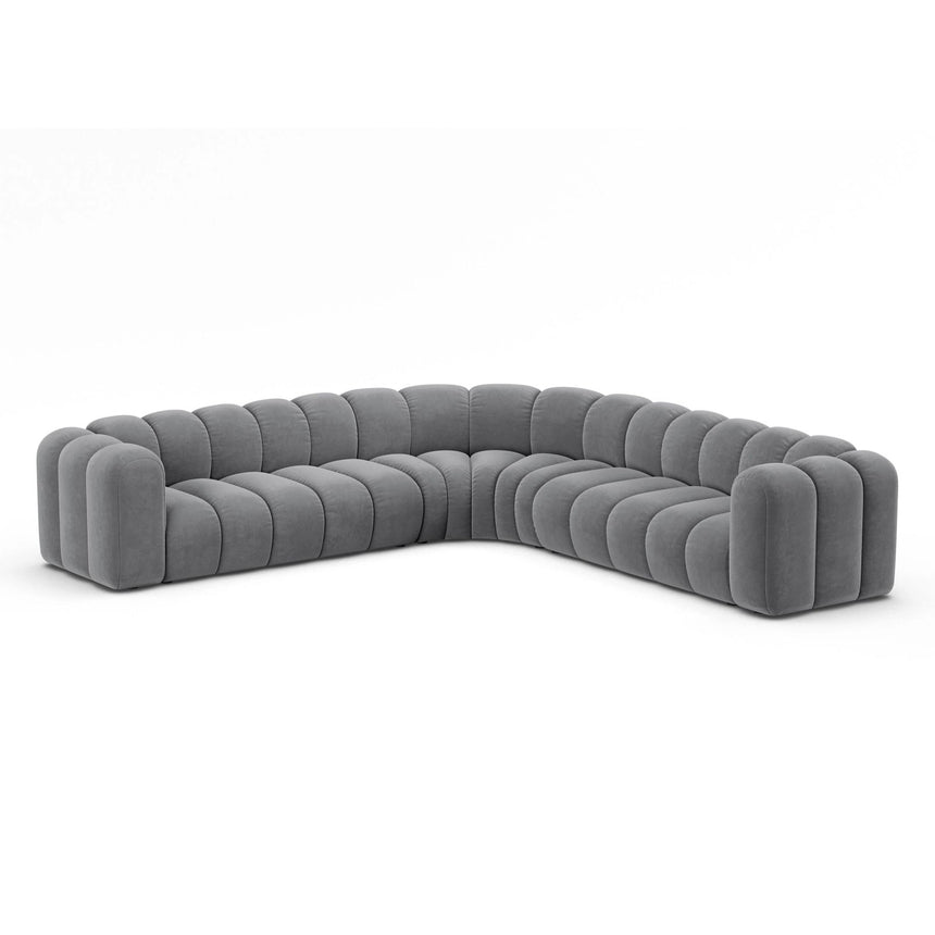 Lupine Modulares 5-Sitzer Ecksofa, Symmetrisch, aus Samt in Grau (Salvador 17), 309x309 cm von Micadoni – Bild 3