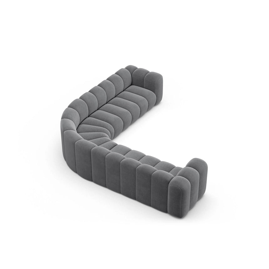 Lupine Modulares 5-Sitzer Ecksofa, Symmetrisch, aus Samt in Grau (Salvador 17), 309x309 cm von Micadoni – Bild 4