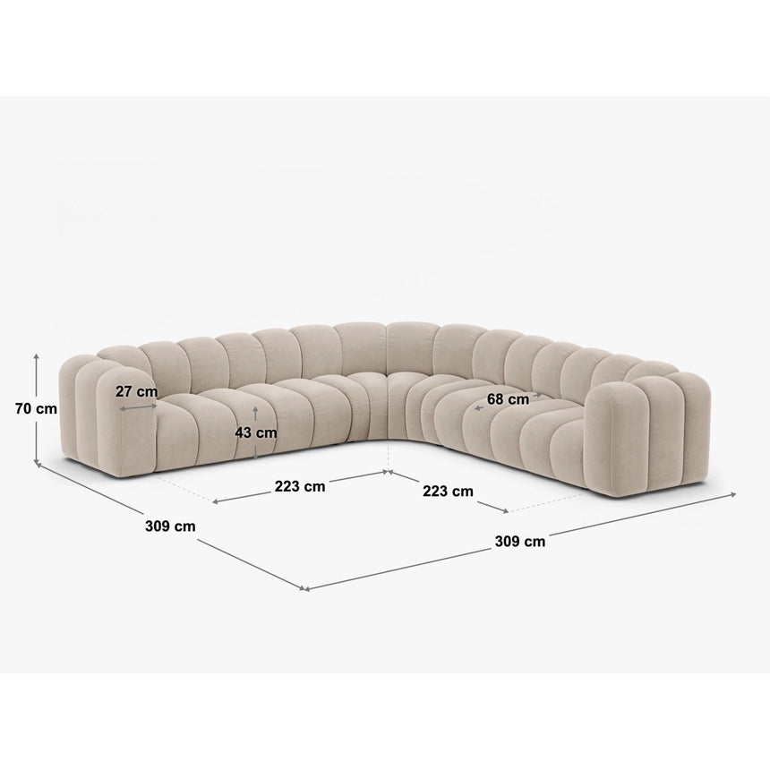 Lupine Modulares 5-Sitzer Ecksofa, Symmetrisch, aus Samt in Terrakotta (Salvador 14), 309x309 cm von Micadoni – Bild 2