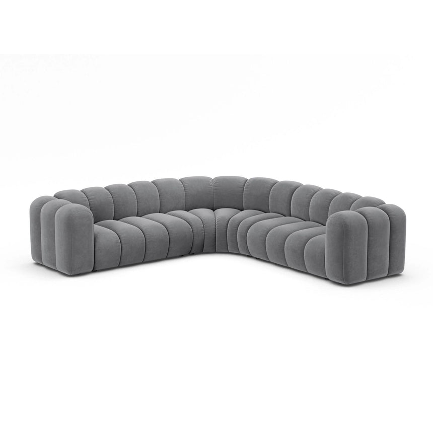 Lupine Modulares 6-Sitzer Ecksofa, Symmetrisch, aus Samt in Grau (Salvador 17), 280x280 cm von Micadoni – Bild 2