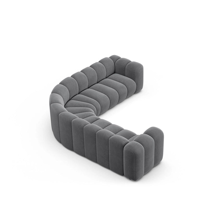Lupine Modulares 6-Sitzer Ecksofa, Symmetrisch, aus Samt in Grau (Salvador 17), 280x280 cm von Micadoni – Bild 3