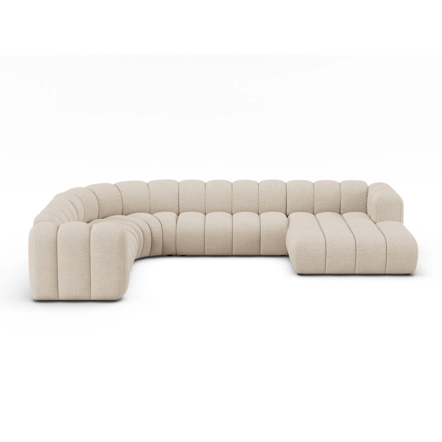 Lupine Modulares 6-Sitzer Panoramasofa, Linke Seite, aus Boucle in Beige (Baloo 2074), 370x280 cm von Micadoni – Bild 1