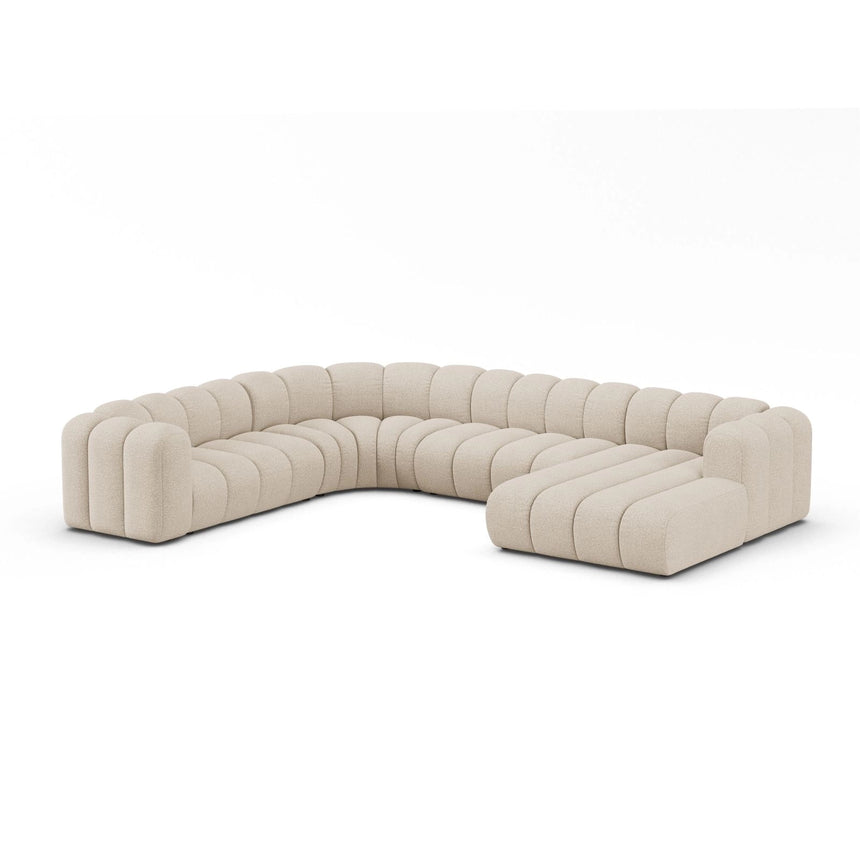 Lupine Modulares 6-Sitzer Panoramasofa, Linke Seite, aus Boucle in Beige (Baloo 2074), 370x280 cm von Micadoni – Bild 2