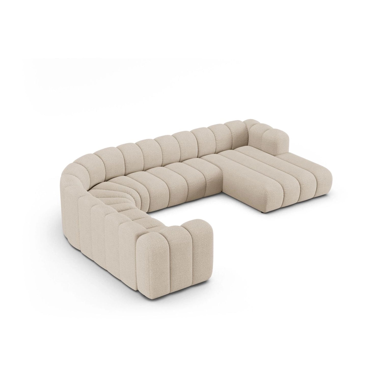 Lupine Modulares 6-Sitzer Panoramasofa, Linke Seite, aus Boucle in Beige (Baloo 2074), 370x280 cm von Micadoni – Bild 3
