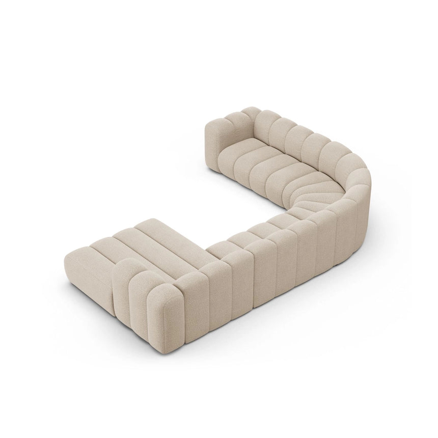 Lupine Modulares 6-Sitzer Panoramasofa, Linke Seite, aus Boucle in Beige (Baloo 2074), 370x280 cm von Micadoni – Bild 4