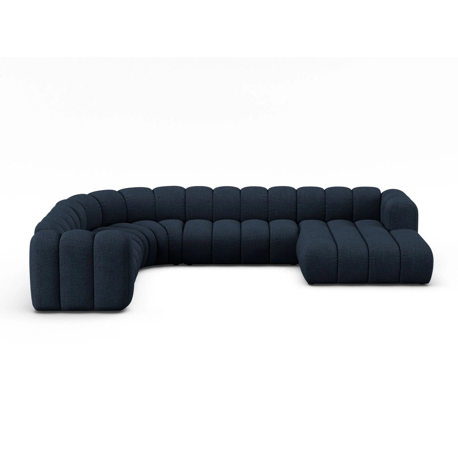 Lupine Modulares 6-Sitzer Panoramasofa, Linke Seite, aus Boucle in Dunkelblau (Baloo 2088), 370x280 cm von Micadoni – Bild 1