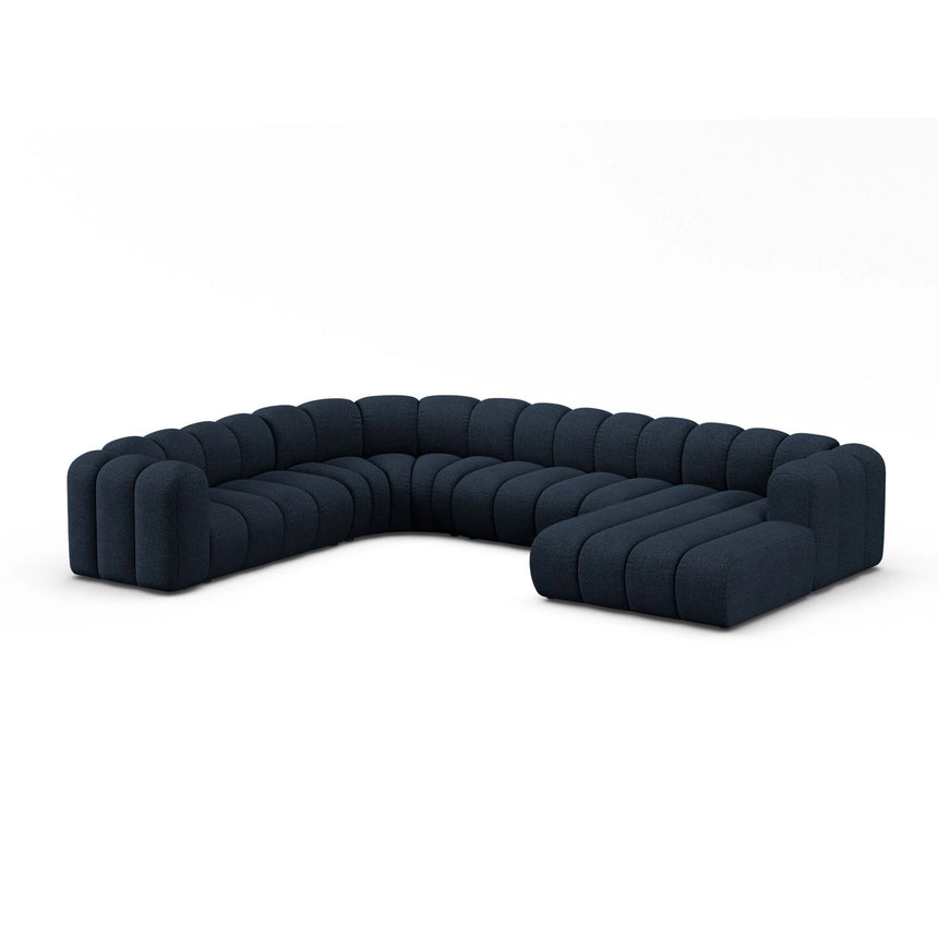 Lupine Modulares 6-Sitzer Panoramasofa, Linke Seite, aus Boucle in Dunkelblau (Baloo 2088), 370x280 cm von Micadoni – Bild 2