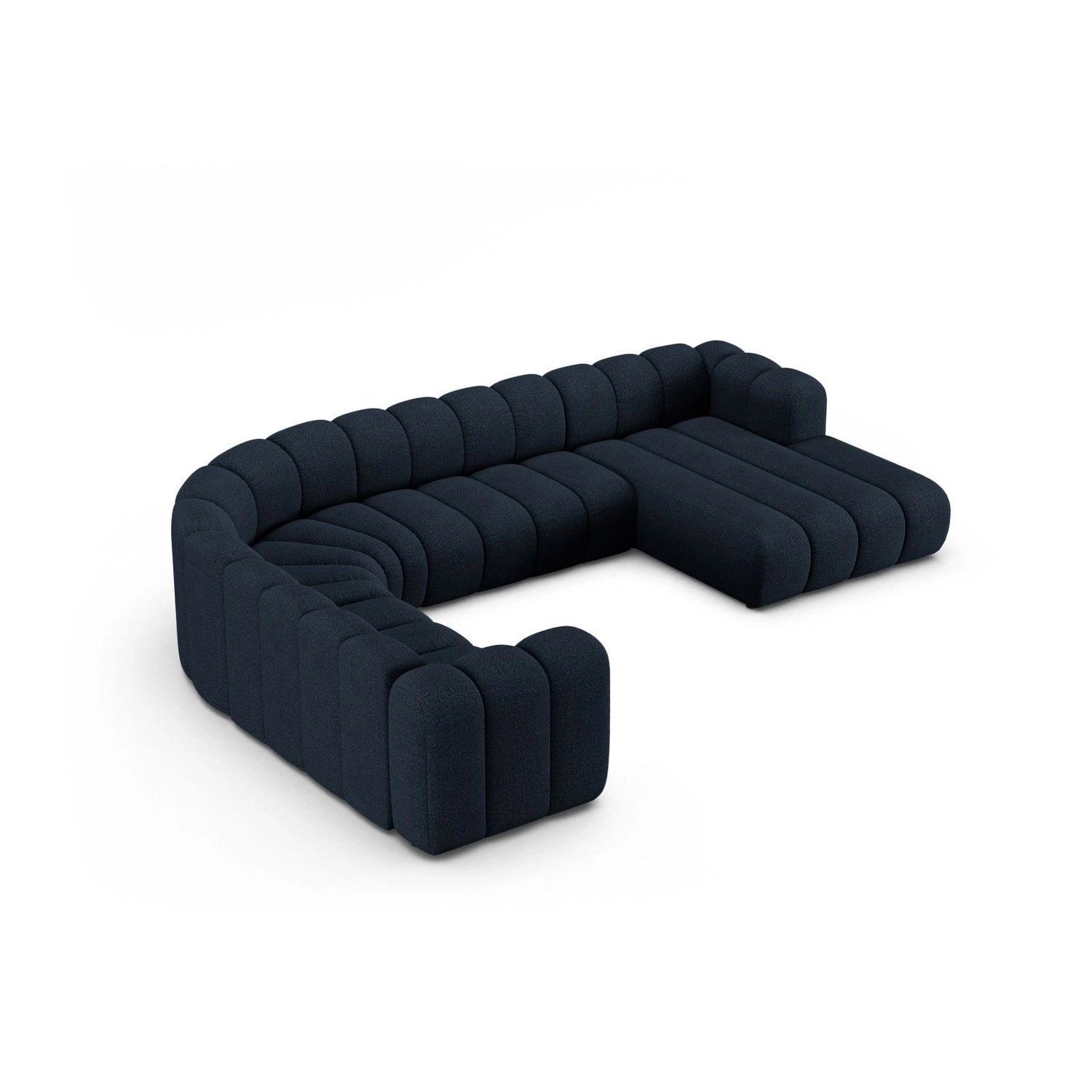 Lupine Modulares 6-Sitzer Panoramasofa, Linke Seite, aus Boucle in Dunkelblau (Baloo 2088), 370x280 cm von Micadoni – Bild 3
