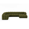 Lupine Modulares 6-Sitzer Panoramasofa, Linke Seite, aus Boucle in Dunkles olivgrün (Baloo 2090), 370x280 cm von Micadoni – Bild 1