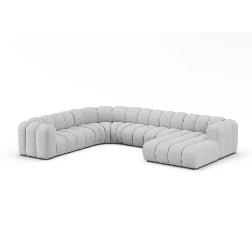Lupine Modulares 6-Sitzer Panoramasofa, Linke Seite, aus Boucle in Hellgrau (Baloo 2085), 370x280 cm von Micadoni – Bild 2