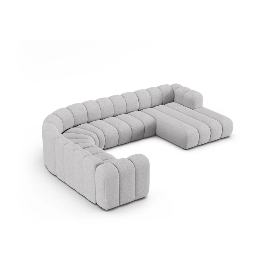 Lupine Modulares 6-Sitzer Panoramasofa, Linke Seite, aus Boucle in Hellgrau (Baloo 2085), 370x280 cm von Micadoni – Bild 3