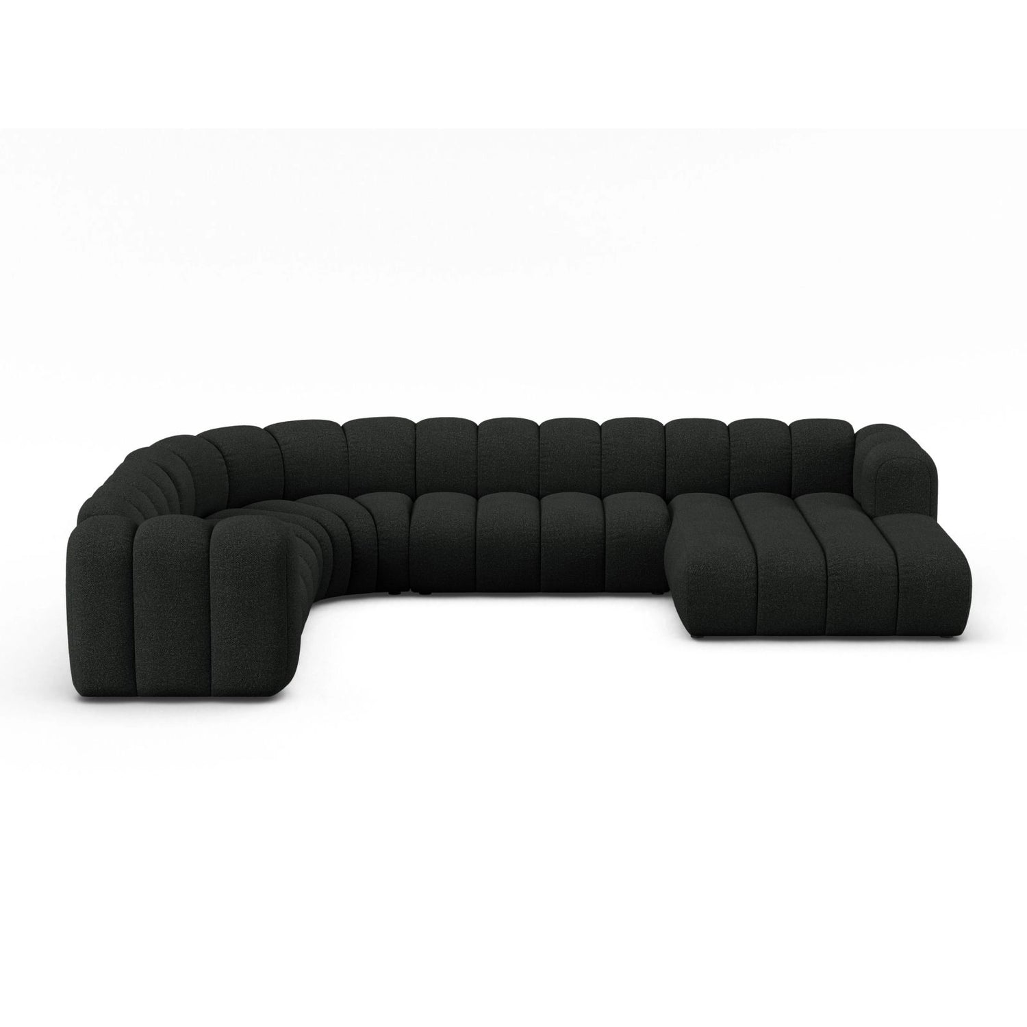 Lupine Modulares 6-Sitzer Panoramasofa, Linke Seite, aus Boucle in Schwarz (Baloo 2082), 370x280 cm von Micadoni – Bild 1